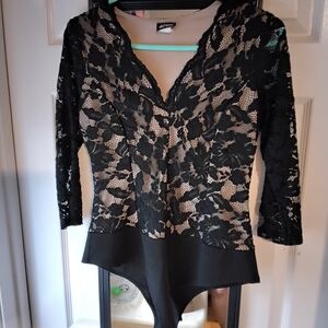 Fashion Magazine Black Lace Bodysuit